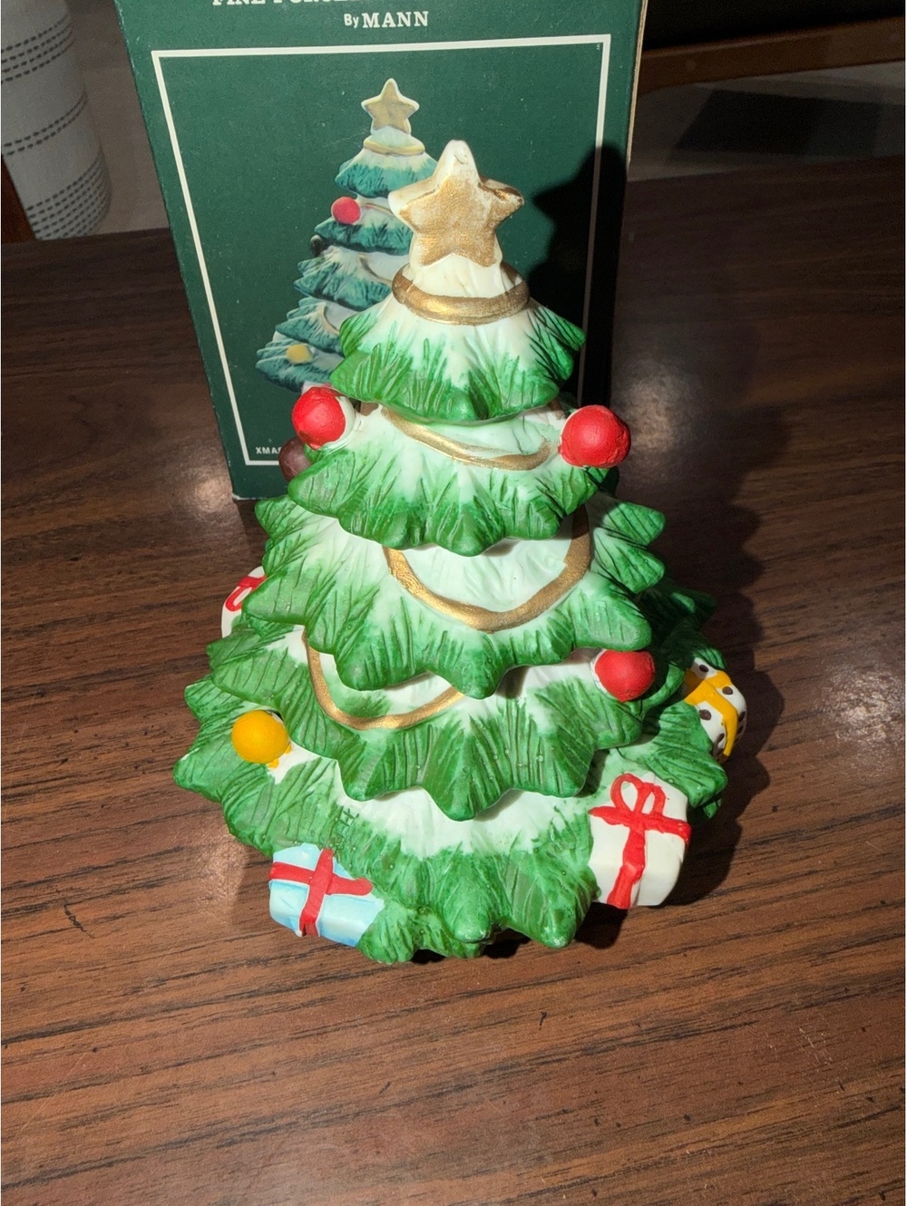 Mann fine porcelain Christmas tree music box
